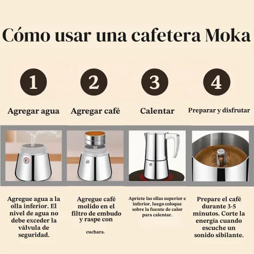 Vista 5 de Cafetera espresso de acero inoxidable con reductor (6 tazas)