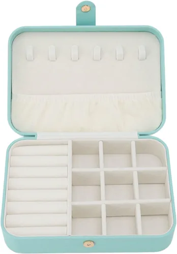 Vista 9 de plplaaoo Joyero organizador de viaje, estuche de joyería de viaje, pequeño organizador portátil, caja de almacenamiento de exhibición, organizador