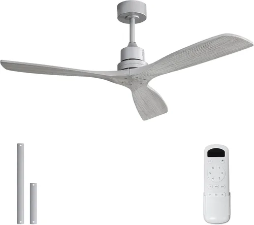 Vista 27 de Sofucor - Ventilador de techo de 52 pulgadas sin luces, moderno, de madera maciza, con control remoto, 5000 CFM de alto flujo de aire, motor CC