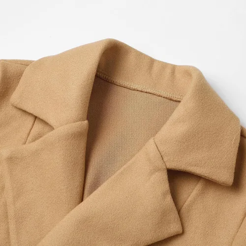 Vista 5 de JEGULV Gabardinas largas elegantes para mujer, ligeras, con frente abierto, color sólido, chaquetas para exteriores, cuello de solapa con muescas