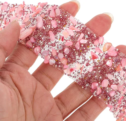 Vista 4 de GLEAVI Pegatinas de diamantes de imitación para decoración de tartas, 1 rollo de cinta de cristal, accesorio de ropa decorativa de cinta de cristal