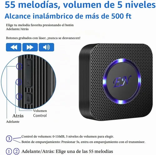 Vista 9 de Timbre de puerta de perro EverNary, timbres de puerta para perros para entrenamiento de orinal, timbres de perro inalámbricos para la puerta
