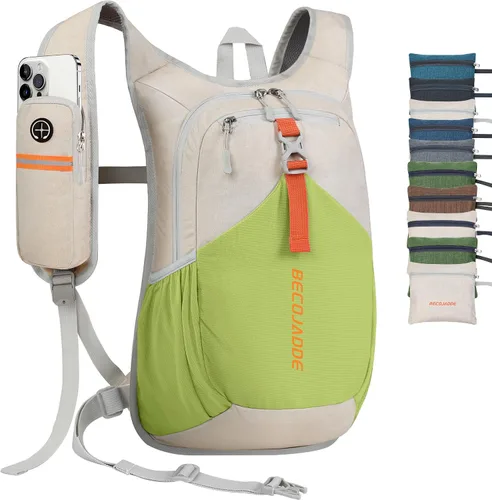Vista 10 de BECOJADDE - Mochila de senderismo pequeña de 15 L para hombres y mujeres, plegable, ultraligera, para viajes, camping, actividades al aire libre