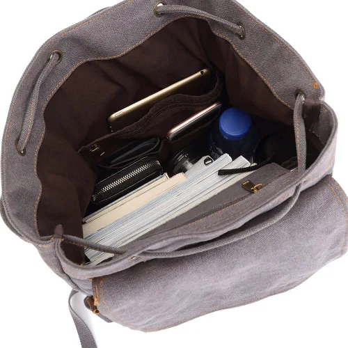 Vista 4 de Bluboon Mochila vintage con ribete de cuero casual para hombres y mujeres, mochila de viaje para computadora portátil