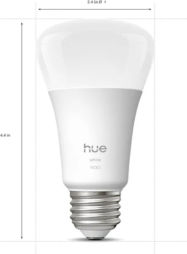 Vista 2 de Philips Hue - Bombilla LED inteligente A19, luz blanca cálida 2700K, base E26, 10.5W, 1100 lúmenes, regulable, funciona con Alexa, Asistente