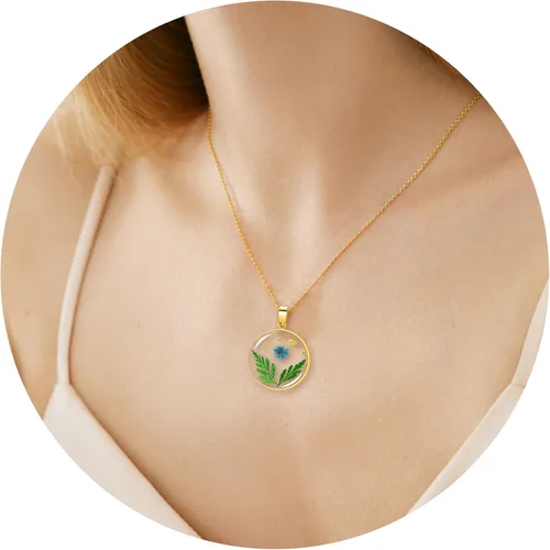 Vista 25 de Pressed Flower Necklace Gift for Women Personalized Handmade Necklaces Birth Flower Necklace