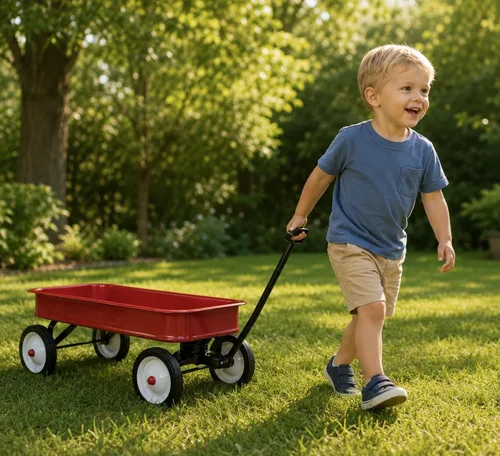 Vista 3 de Quadrapoint Tapacubos compatible con la popular marca Red Wagon para carros de acero y madera, solo 1/2 pulgada roja