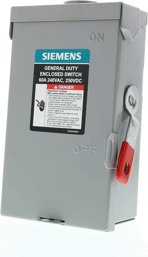 Vista 3 de SIEMENS Interruptor de seguridad de servicio general 2P 60A 240V al aire libre, fusible