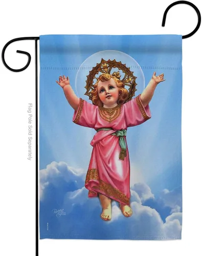Vista 7 de Bandera de arpillera para el jardín de divine Baby Jesus, religiosa, fe, esperanza, gracia, paloma, religión cristiana, Pascua, pequeño, regalo