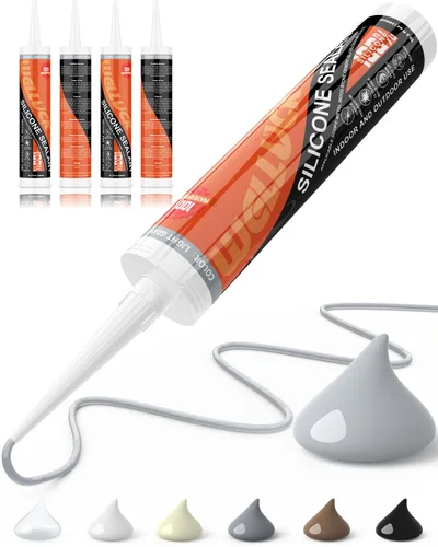 Vista 11 de WELLUCK Masilla de Silicona Color Almendra, Sellador de Silicona para Calafateo 100% Impermeable, Cartucho Flexible Adhesivo para Cocina, Baño