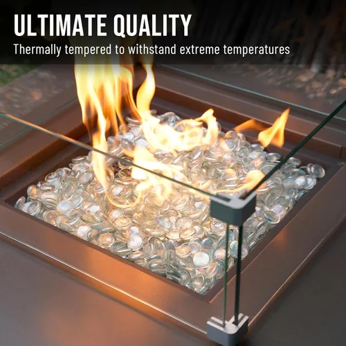 Vista 4 de Skyflame - Cuentas de vidrio de fuego de 10 libras para chimenea y lugar para fogatas, tamaño de 1/2 pulgada, cristal de hielo reflectante