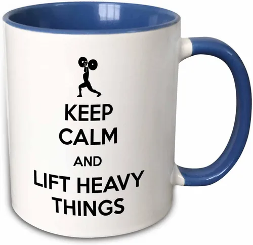 Vista 7 de 3dRose Keep Calm and Lift Heavy Things - Taza de 11 onzas, color negro