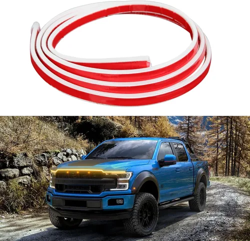 Vista 9 de DREAMIZER Tira de luz LED de 94" RGB para capó de coche, tira de luz LED multicolor exterior, luces LED dinámicas impermeables y flexibles