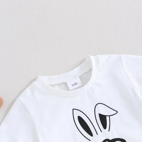 Vista 5 de Ledy Champswiin Trajes de Pascua para bebé, camiseta de manga corta con letras, tops y pantalones deportivos para niños pequeños, ropa de primavera