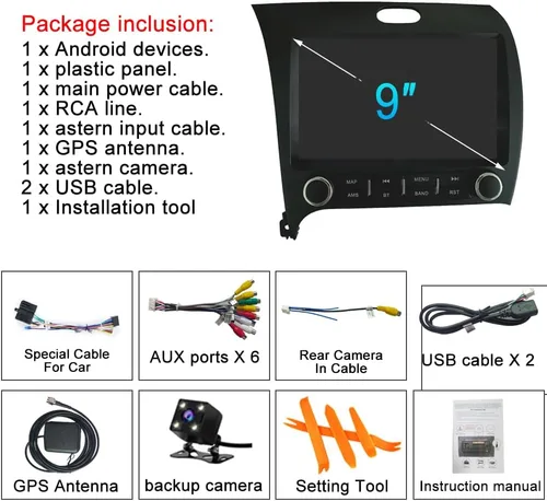 Vista 11 de 8 Core 2G+32G para KIA Cerato K3 Forte 2013-2018 Radio Android con Carplay inalámbrico Android Auto, 9 pulgadas IPS pantalla táctil estéreo