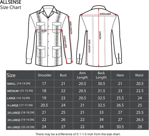 Vista 5 de Allsense Men's Long Sleeve Cuban Guayabera Shirts