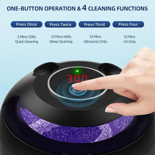 Vista 3 de Limpiador ultrasónico de retenedores, máquina de limpieza ultrasónica para retenedores, dentaduras postizas, alineadores, protectores bucales, joyas