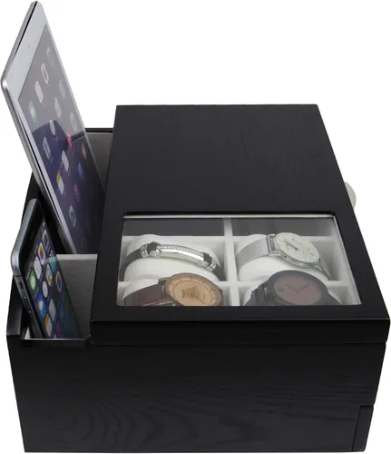 Vista 3 de Alta calidad Executive Man 's Valet de madera caja de almacenamiento