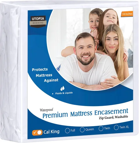 Vista 23 de Utopia Bedding Funda de colchón impermeable de alta calidad, protector de colchón individual con cremallera, 6 pulgadas de profundidad, a prueba
