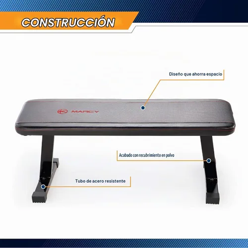 Vista 4 de Marcy Banco de pesas plano para entrenamiento de pesas en el gimnasio en casa y ejercicios abdominales