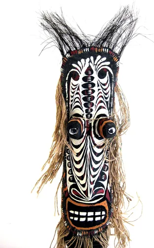 Vista 2 de OMA Figuras de masai de madera tallada en madera de Tiki God de la buena suerte, polinesio, marca de gran