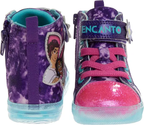 Vista 2 de Disney Encanto Shoes - Tenis de lona para niña, Mirabel Luisa Isabella, personaje de princesa, atléticos, casuales, de lona, sin cordones