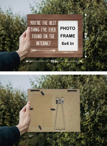 Vista 4 de FONDCANYON Marco de fotos con texto en inglés "You Are the Best Thing I've Ever Found on the Internet", marco de fotos para parejas, regalos