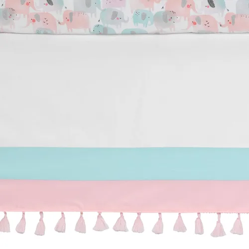 Vista 8 de Lambs & Ivy Juego de ropa de cama para cuna de bebé de 5 piezas con diseño de acuarela color rosa pastel