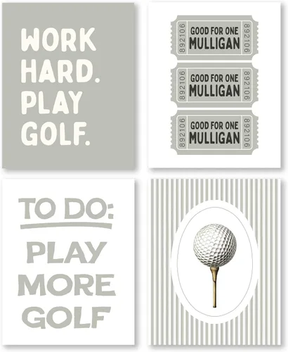 Vista 10 de Pleonox Juego de 4 impresiones artísticas inspiradoras para pared de golf verde retro de 8 x 10 pulgadas, decoración de sala de deportes, fotos