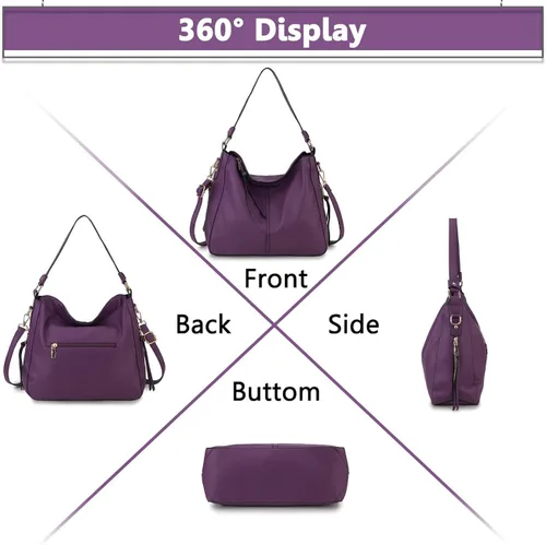 Vista 6 de VONXURY - Bolso de mano de piel sintética para mujer, bolso de hombro grande con bolsillos laterales para trabajo y viajes
