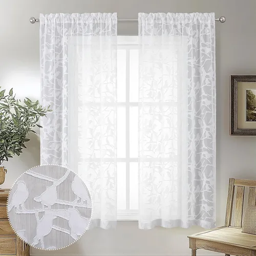 Vista 64 de OVZME Anji Clip Voile Sheer Tiers RD 2X30X36 Negro