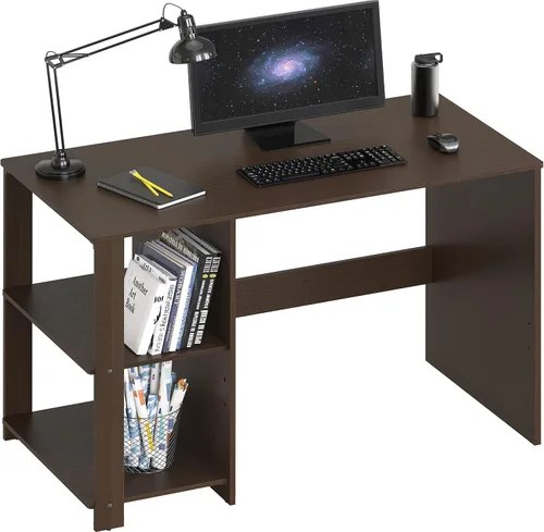 Vista 8 de SHW Escritorio para computadora de oficina en casa de 38 pulgadas con estantes, color negro