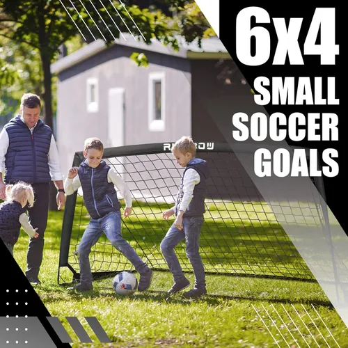 Vista 6 de Portería de fútbol infantil de 6 x 4 pies con bolsa de transporte, red de fútbol plegable portátil para entrenamiento de práctica en el patio