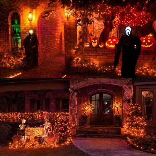 Vista 3 de ODEETRONIC Candy Corn - Luces de Halloween de 21.63 pies, juego de 100 luces incandescentes conectables, 120 V, certificado UL, luz de Halloween
