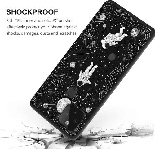 Vista 349 de Funda delgada para Google Pixel 4 XL, funda delgada de silicona de TPU suave a prueba de golpes para Google Pixel 4 XL, astronauta Galaxy