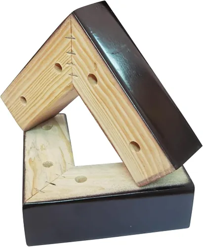 Vista 4 de Soporte de madera para sofá de cama de 2 pulgadas, patas de madera en forma de L, patas de sofá, patas de repuesto para sofá, patas de tocador, Negro
