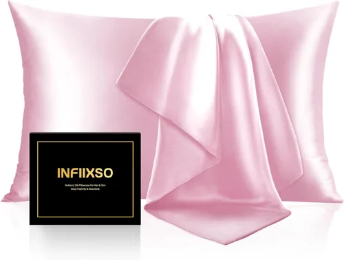Vista 30 de INFIIXSO Funda de almohada de seda de morera, para cabello y piel, tamaño estándar, cremallera oculta, 20 x 26 pulgadas, suave y refrescante