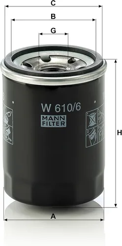 Vista 3 de MANN-FILTER W 610/6 Filtro de aceite - para automóviles + vehículos de transporte