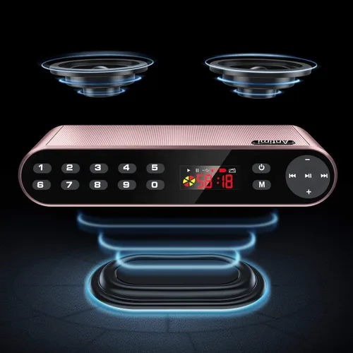 Vista 2 de Antimi Altavoz Bluetooth con reproductor de radio FM, reproductor MP3, altavoz estéreo portátil inalámbrico con controladores de altavoces
