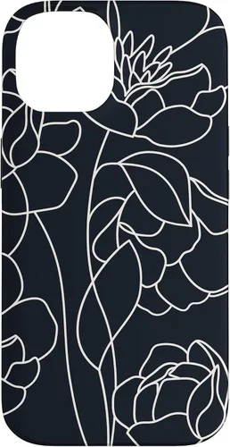 Vista 4 de iPhone 16 linda peonía rosa flor estética dibujo abstracto línea arte caso