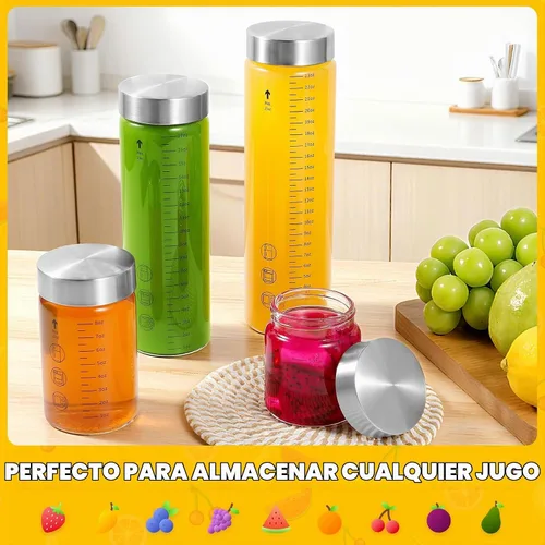Vista 4 de Botellas de vidrio para jugo con tapas, botellas de agua de vidrio de boca ancha de 6 onzas para jugos, proteínas, batidos, leche, tapas de acero
