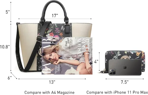 Vista 47 de Dasein Satchel Purse Handbag for Women Large Shoulder Work Tote Bag With Matching Wallet