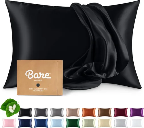 Vista 12 de Bare Home Funda de almohada 100% seda de morera para cabello y piel - Funda de almohada de seda ultra premium grado 6A 19 Momme - Cremallera oculta