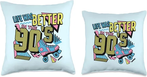 Vista 3 de Funny 90s Nostalgia Sayings Gifts Women Life was Better in The 90s Retro Vibe Millennial Gen X - Almohada con cita de 16 x 16 pulgadas, multicolor