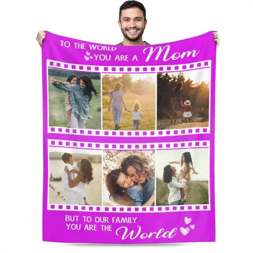 Vista 22 de Manta personalizada con imagen, mantas personalizadas para familia, marido, esposa, en cumpleaños, Navidad