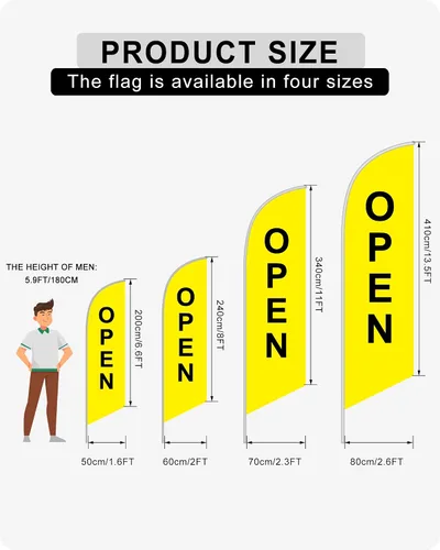 Vista 2 de Banderas publicitarias personalizadas con plumas para negocios al aire libre, pancartas y letreros personalizados (solo bandera) para exteriores