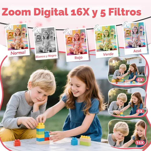 Vista 7 de Cámara digital, cámara digital FHD para apuntar y disparar con zoom de 16X, antivibraciones, cámara pequeña compacta de 48 MP con tarjeta de 32 GB