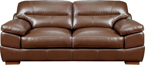 Vista 3 de Sunset Trading Jayson - Sofá de cuero de grano superior de 89 pulgadas de ancho Sofá de asiento profundo marrón castaño