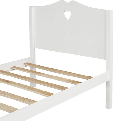 Vista 9 de Harper & Bright Designs Base de cama individual con cabecero y estribo, cama de madera tamaño individual con soporte de listones de madera