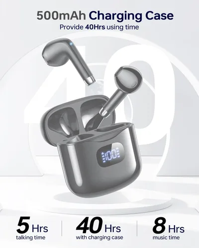 Vista 6 de Auriculares inalámbricos Bluetooth 5.3, auriculares Bluetooth con estuche de carga de pantalla LED, 40 horas de reproducción de sonido estéreo